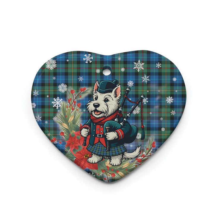 Scottish Smith Ancient Clan Tartan Ceramic Ornament Cute Scottish Terrier Dog Heart Style Tartan Plaid
