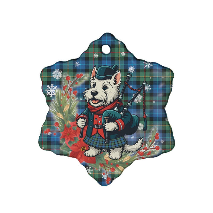 Scottish Smith Ancient Clan Tartan Ceramic Ornament Cute Scottish Terrier Dog Snow Flake Style Tartan Plaid