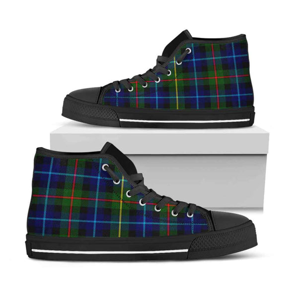 Scottish Smith Modern Clan Tartan High Top Shoes Black Sole Tartan Plaid