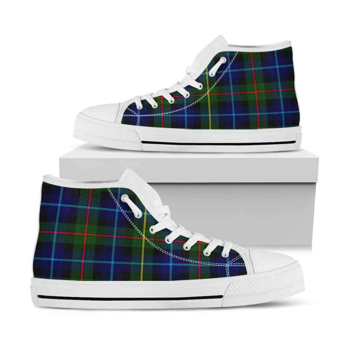 Scottish Smith Modern Clan Tartan High Top Shoes White Sole Tartan Plaid