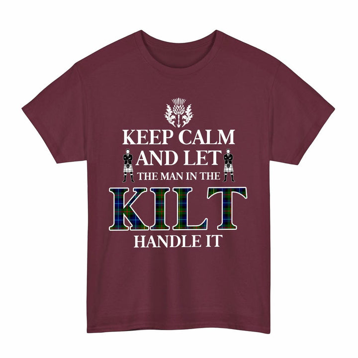 Scottish Smith Modern Clan Tartan T-Shirt - Keep Calm Tartan Plaid Maroon Color
