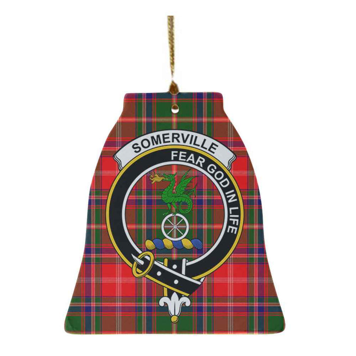Scottish Somerville Clan Crest Tartan Ceramic Ornament Bell Shape Tartan Plaid