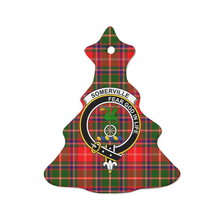 Scottish Somerville Clan Crest Tartan Ceramic Ornament Tree Shape Tartan Plaid