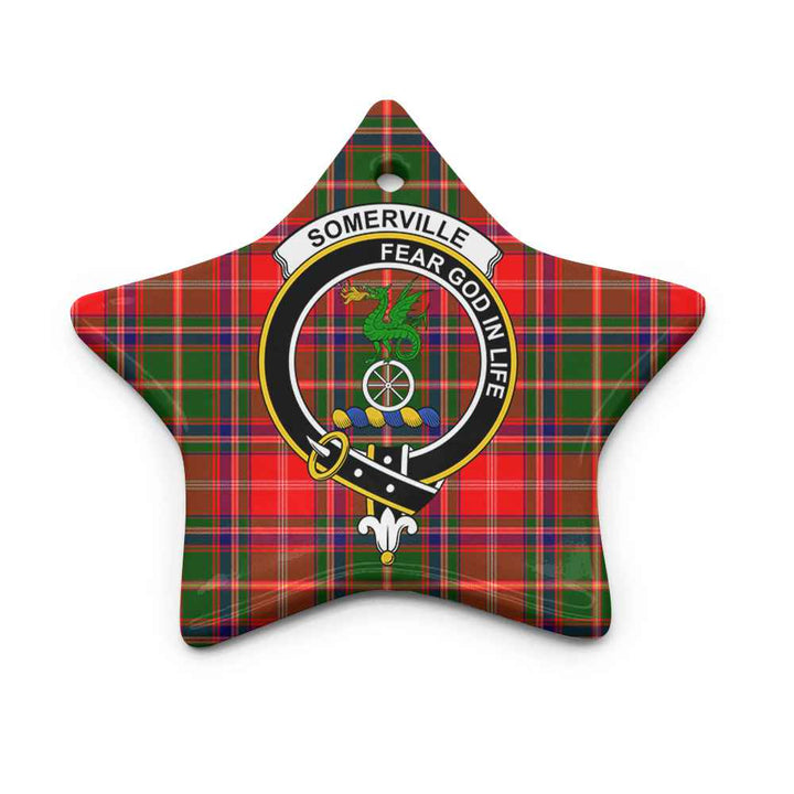 Scottish Somerville Clan Crest Tartan Ceramic Ornament Star Shape Tartan Plaid