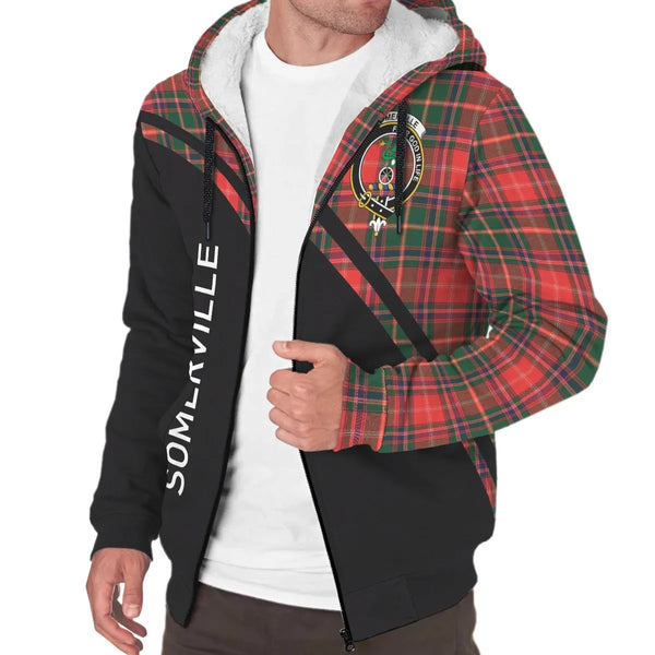 Scottish Somerville Clan Crest Tartan Curve Sherpa Hoodie