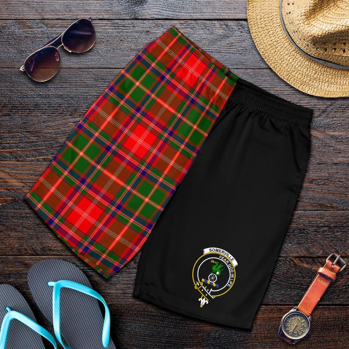 Scottish Somerville Clan Crest Tartan Half of Me Men's Shorts