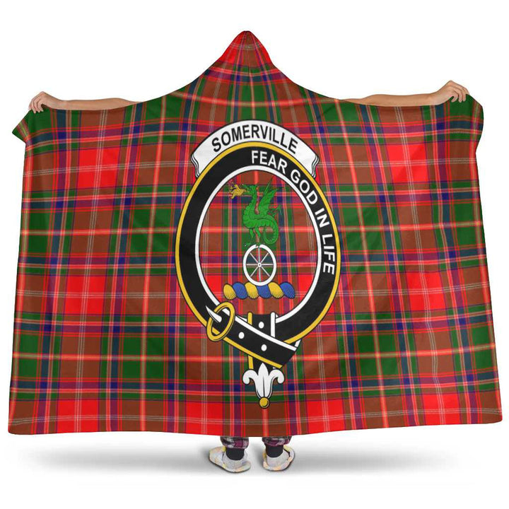 Scottish Somerville Clan Crest Tartan Hooded Blanket Tartan Plaid 1