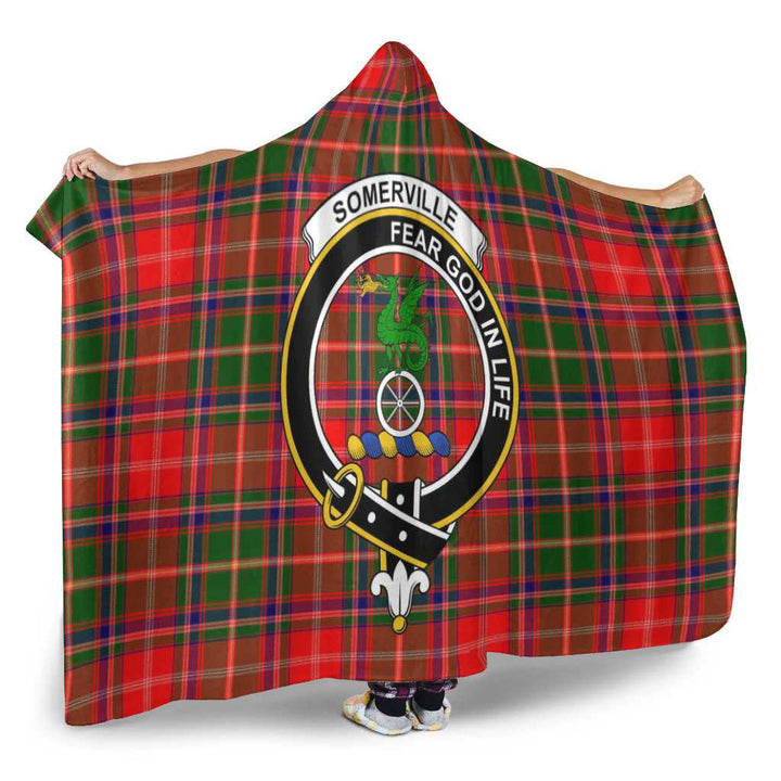 Scottish Somerville Clan Crest Tartan Hooded Blanket Tartan Plaid 2