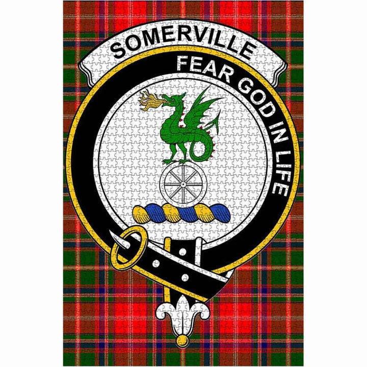 Scottish Somerville Clan Crest Tartan Jigsaw Puzzle 1