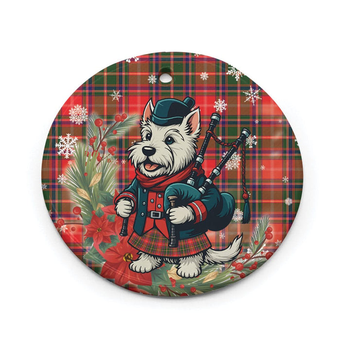 Scottish Somerville Modern Clan Tartan Ceramic Ornament Cute Scottish Terrier Dog Circle Style Tartan Plaid