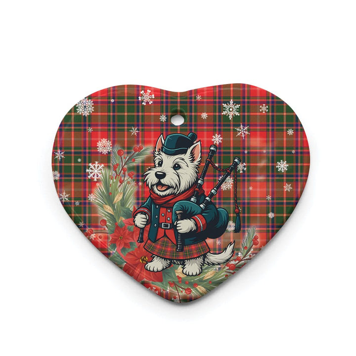 Scottish Somerville Modern Clan Tartan Ceramic Ornament Cute Scottish Terrier Dog Heart Style Tartan Plaid