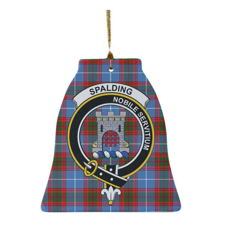 Scottish Spalding Clan Crest Tartan Ceramic Ornament Bell Shape Tartan Plaid