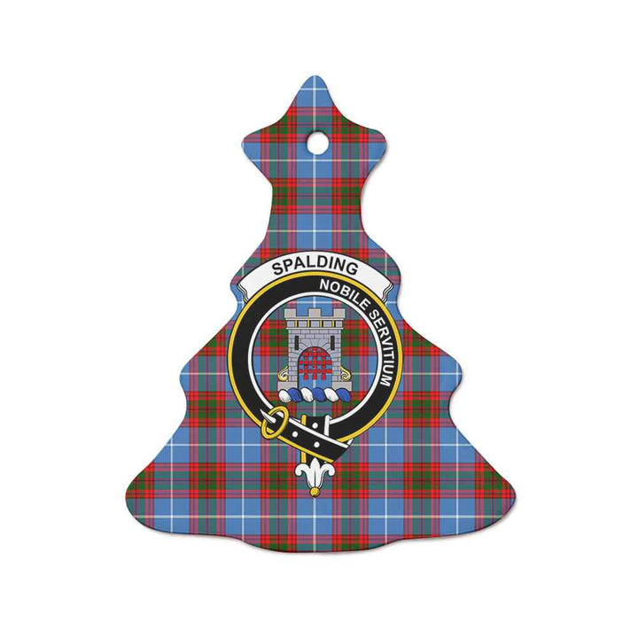 Scottish Spalding Clan Crest Tartan Ceramic Ornament Tree Shape Tartan Plaid