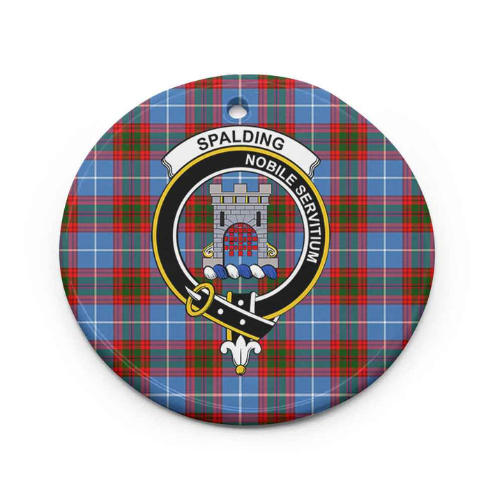Scottish Spalding Clan Crest Tartan Ceramic Ornament Circle Shape Tartan Plaid