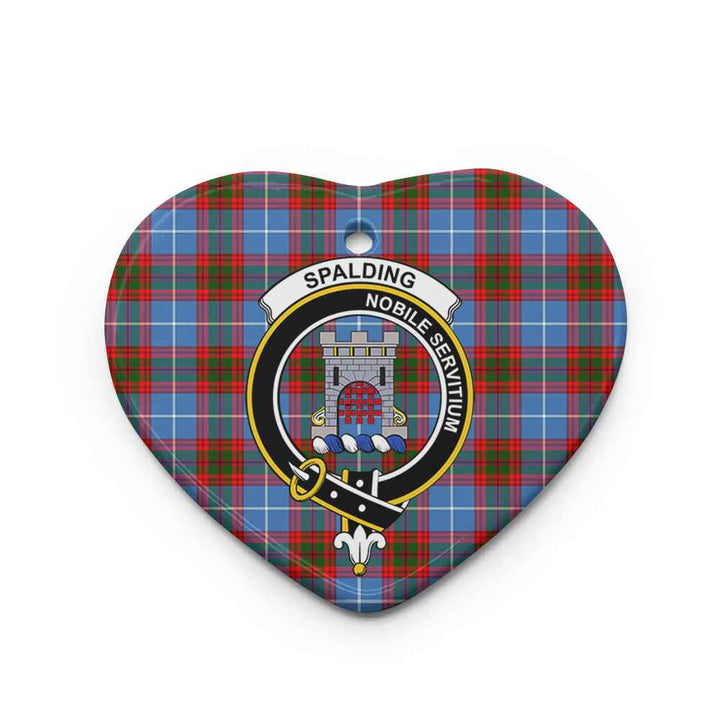Scottish Spalding Clan Crest Tartan Ceramic Ornament Heart Shape Tartan Plaid