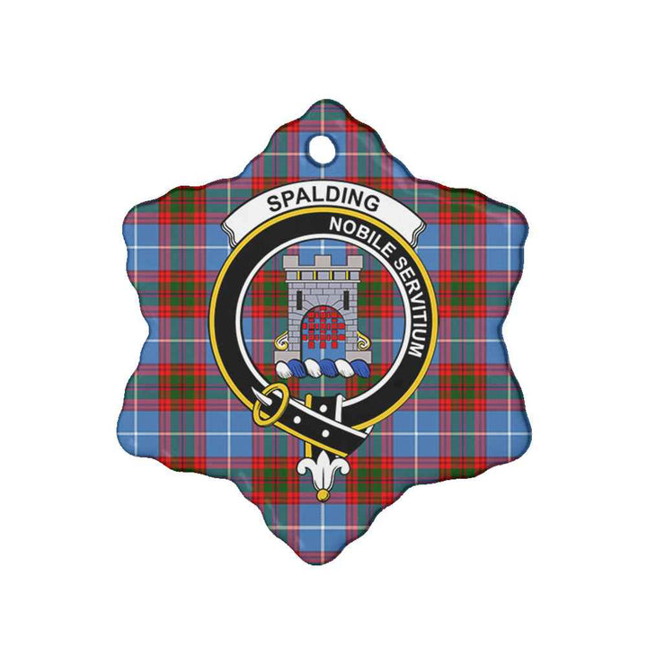 Scottish Spalding Clan Crest Tartan Ceramic Ornament Snow Flake Shape Tartan Plaid