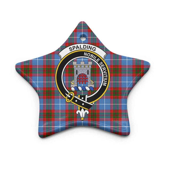 Scottish Spalding Clan Crest Tartan Ceramic Ornament Star Shape Tartan Plaid