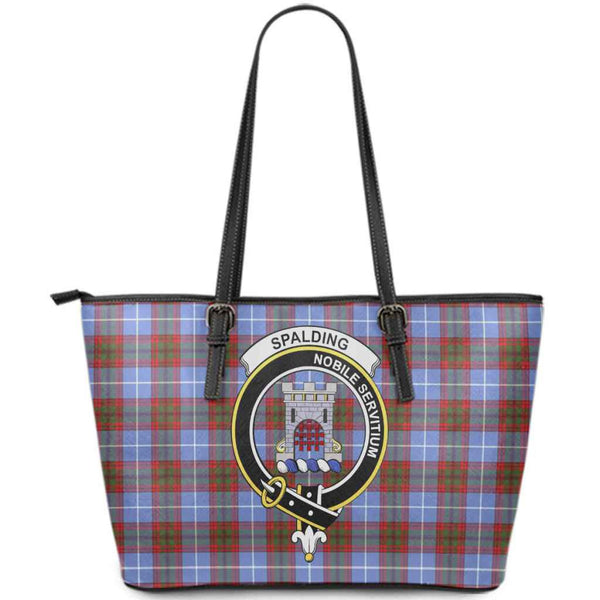 Scottish Spalding Clan Crest Tartan Leather Tote Tartan Plaid