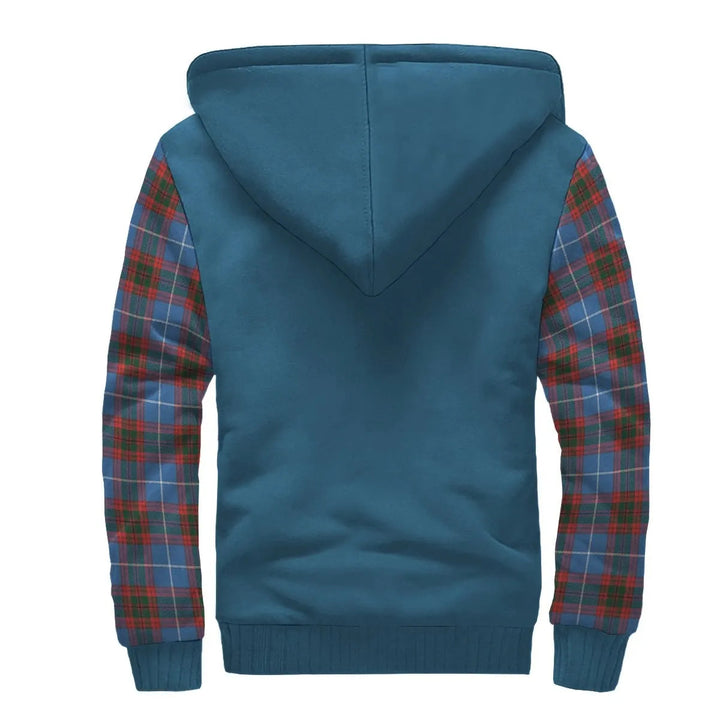 Scottish Spalding Clan Crest Tartan Plaid Sleeve Sherpa Hoodie