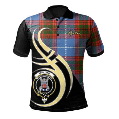 Scottish Spalding Clan Crest Tartan Polo Shirt Believe in Me Front Side Tartan Plaid