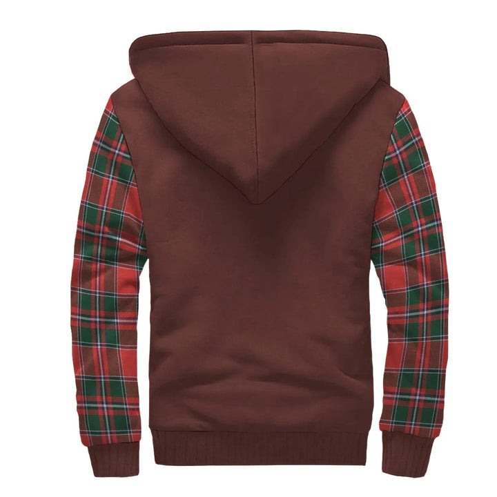 Scottish Spens Clan Crest Tartan Plaid Sleeve Sherpa Hoodie
