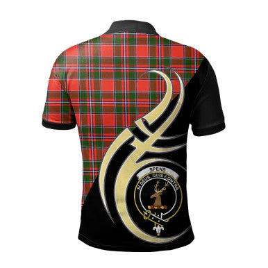 Scottish Spens Modern Clan Crest Tartan Polo Shirt Believe in Me Back Side Tartan Plaid