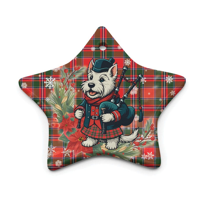 Scottish Spens Modern Clan Tartan Ceramic Ornament Cute Scottish Terrier Dog Star Style Tartan Plaid
