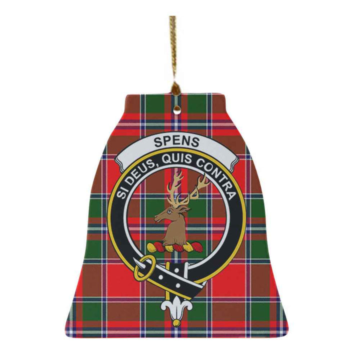 Scottish Spens (or Spence) Clan Crest Tartan Ceramic Ornament Bell Shape Tartan Plaid