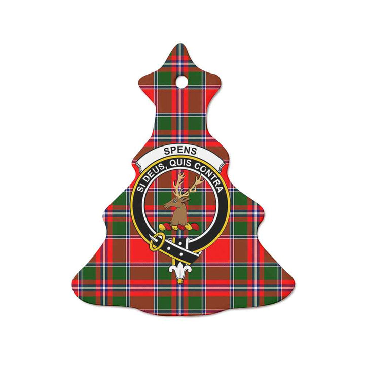 Scottish Spens (or Spence) Clan Crest Tartan Ceramic Ornament Tree Shape Tartan Plaid