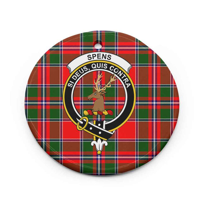 Scottish Spens (or Spence) Clan Crest Tartan Ceramic Ornament Circle Shape Tartan Plaid