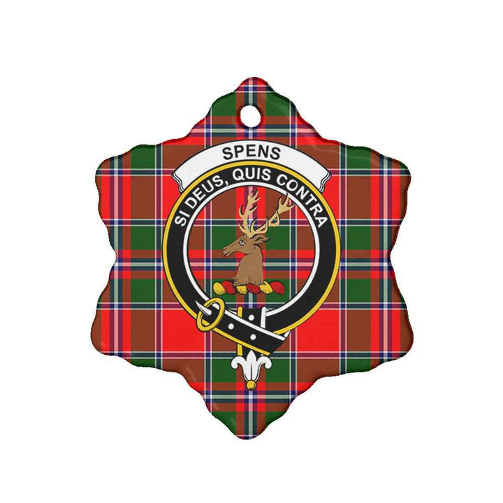 Scottish Spens (or Spence) Clan Crest Tartan Ceramic Ornament Snow Flake Shape Tartan Plaid