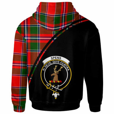 Scottish Spens (or Spence) Clan Crest Tartan Curve Hoodie Back Side Tartan Plaid