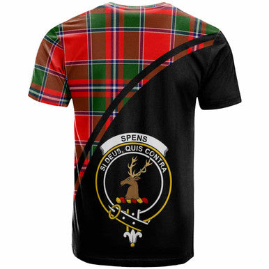 Scottish Spens (or Spence) Clan Crest Tartan Curve T-Shirt Back Side Tartan Plaid