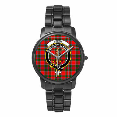 Scottish Spens (or Spence) Clan Crest Tartan Folding Clasp Steel Quartz Watches Tartan Plaid Black 1
