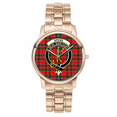 Scottish Spens (or Spence) Clan Crest Tartan Folding Clasp Steel Quartz Watches Tartan Plaid Rose Gold 1