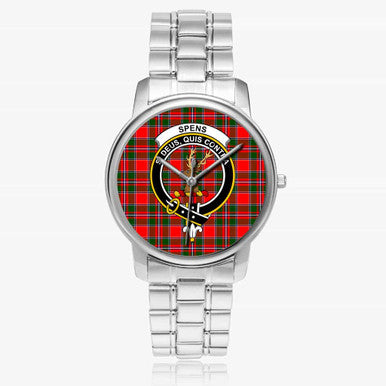 Scottish Spens (or Spence) Clan Crest Tartan Folding Clasp Steel Quartz Watches Tartan Plaid Silver 1