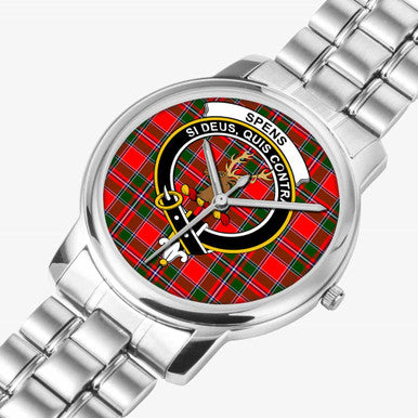 Scottish Spens (or Spence) Clan Crest Tartan Folding Clasp Steel Quartz Watches Tartan Plaid Silver 2