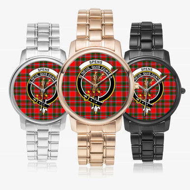 Scottish Spens (or Spence) Clan Crest Tartan Folding Clasp Steel Quartz Watches Tartan Plaid All