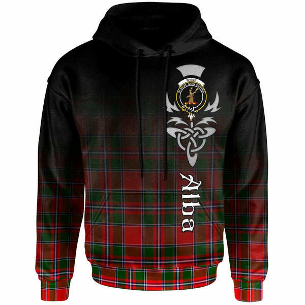 Scottish Spens (or Spence) Clan Crest Tartan Hoodie - Alba Gu Brath Family Crest Celtic Inspired Front Side Tartan Plaid