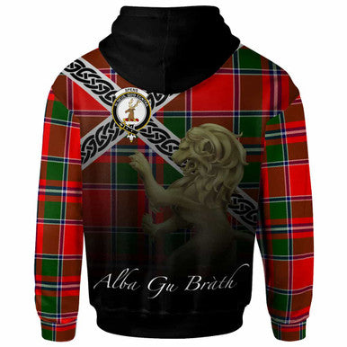 Scottish Spens (or Spence) Clan Crest Tartan Hoodie - Scotland Lion Back Side Tartan Plaid