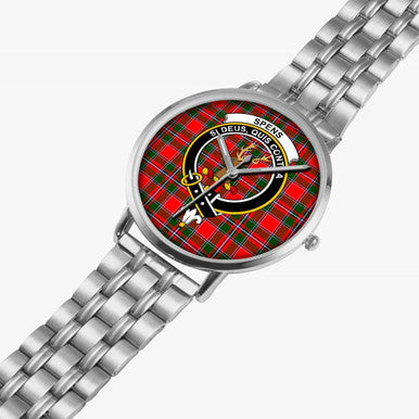 Scottish Spens (or Spence) Clan Crest Tartan Instafamous Steel Quartz Watches Tartan Plaid Silver 2