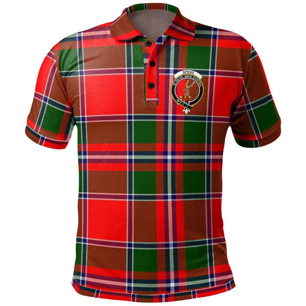 Scottish Spens (or Spence) Clan Crest Tartan Polo Shirt Front Side Tartan Plaid