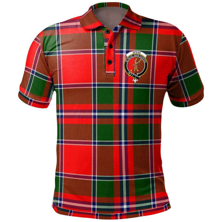 Scottish Spens (or Spence) Clan Crest Tartan Polo Shirt Front Side Tartan Plaid