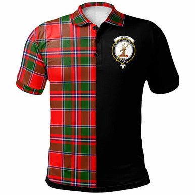 Scottish Spens (or Spence) Clan Crest Tartan Polo Shirt - Half in Me Front Side Tartan Plaid
