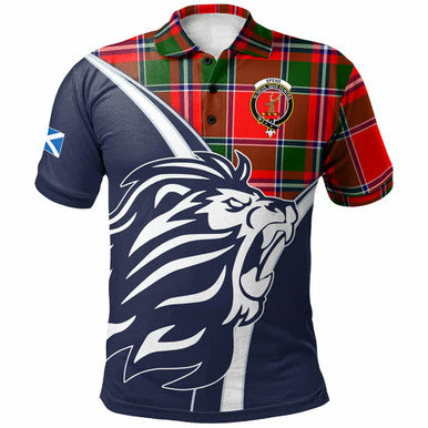 Scottish Spens (or Spence) Clan Crest Tartan Polo Shirt - Scottish Flag With Lion Front Side Tartan Plaid