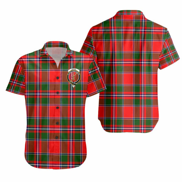 Scottish Spens (or Spence) Clan Crest Tartan Short Sleeve Shirt Tartan Plaid
