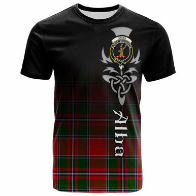 Scottish Spens (or Spence) Clan Crest Tartan T-Shirt - Alba Gu Brath Family Crest Celtic Inspired Front Side Tartan Plaid