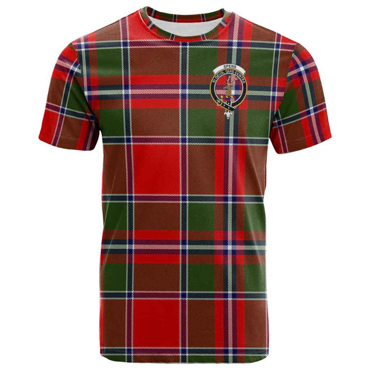 Scottish Spens (or Spence) Clan Crest Tartan T-Shirt Front Side Tartan Plaid