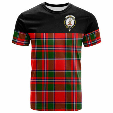 Scottish Spens (or Spence) Clan Crest Tartan T-Shirt - Horizontal Style Front Side Tartan Plaid