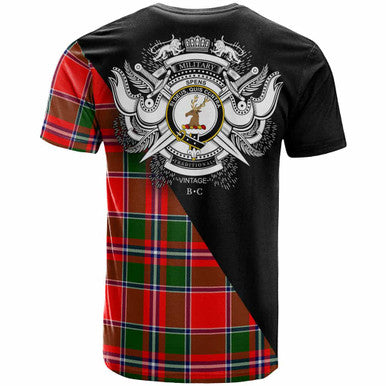 Scottish Spens (or Spence) Clan Crest Tartan T-Shirt - Military Logo Back Side Tartan Plaid